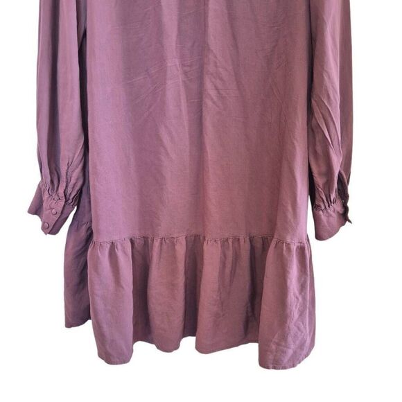Ava & Viv Women's Mauve Rayon Long Sleeve Baby Doll Dress w Pockets - Picture 9 of 10
